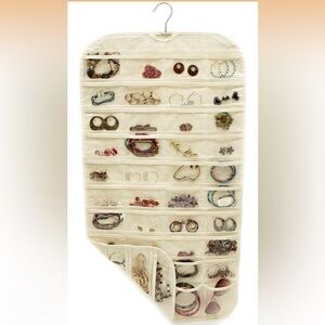Closet Complete 80-Pocket Hanging Jewelry Organizer Natural Canvas Travel